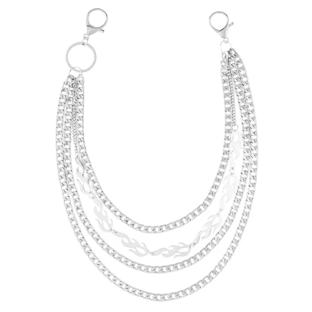 4 Row Flame Curb Wallet Chain at Spencer's