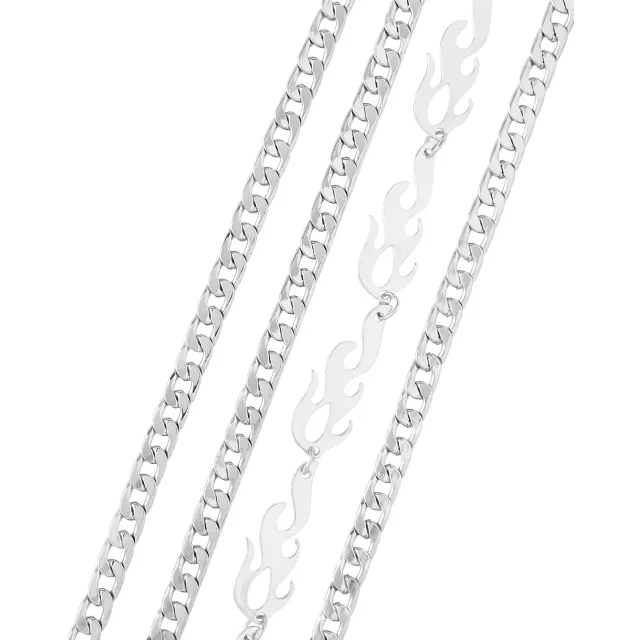 4 Row Flame Curb Wallet Chain at Spencer's