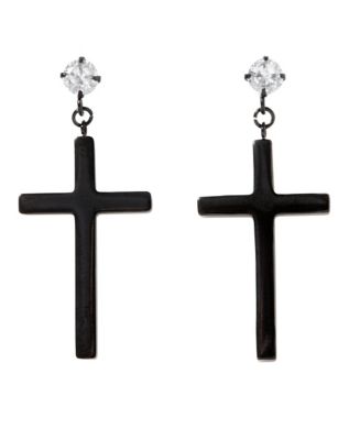 Dangling black hot sale cross earrings