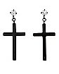CZ Black Cross Dangle Stud Earrings – 20 Gauge