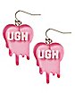 Pink Heart Ugh Dangle Earrings