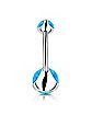 Body Sensitive Blue Synthetic Opal ASTM F-136 Titanium Belly Ring - 14 Gauge