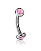 Body Sensitive Pink Synthetic Opal ASTM F-136 Titanium Curved Barbell - 16 Gauge