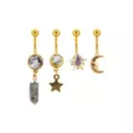 Multi-Pack CZ Moon and Stars Belly Rings 4 Pack - 14 Gauge at Spencer's
