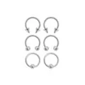 Multi-Pack Silvertone Captive Bead and Horseshoe Rings 3 Pair - 16 Gauge at Spencer's