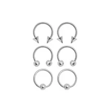 Multi-Pack Silvertone Captive Bead and Horseshoe Rings 3 Pair - 16 Gauge at Spencer's