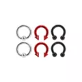 Multi-Pack Silvertone Red and Black Captive Bead Rings and Horseshoe Rings 6 Pack - 10 Gauge at Spencer's