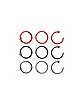 Multi-Pack CZ Red and Black Hoop Nose Rings 9 Pack – 20 Gauge
