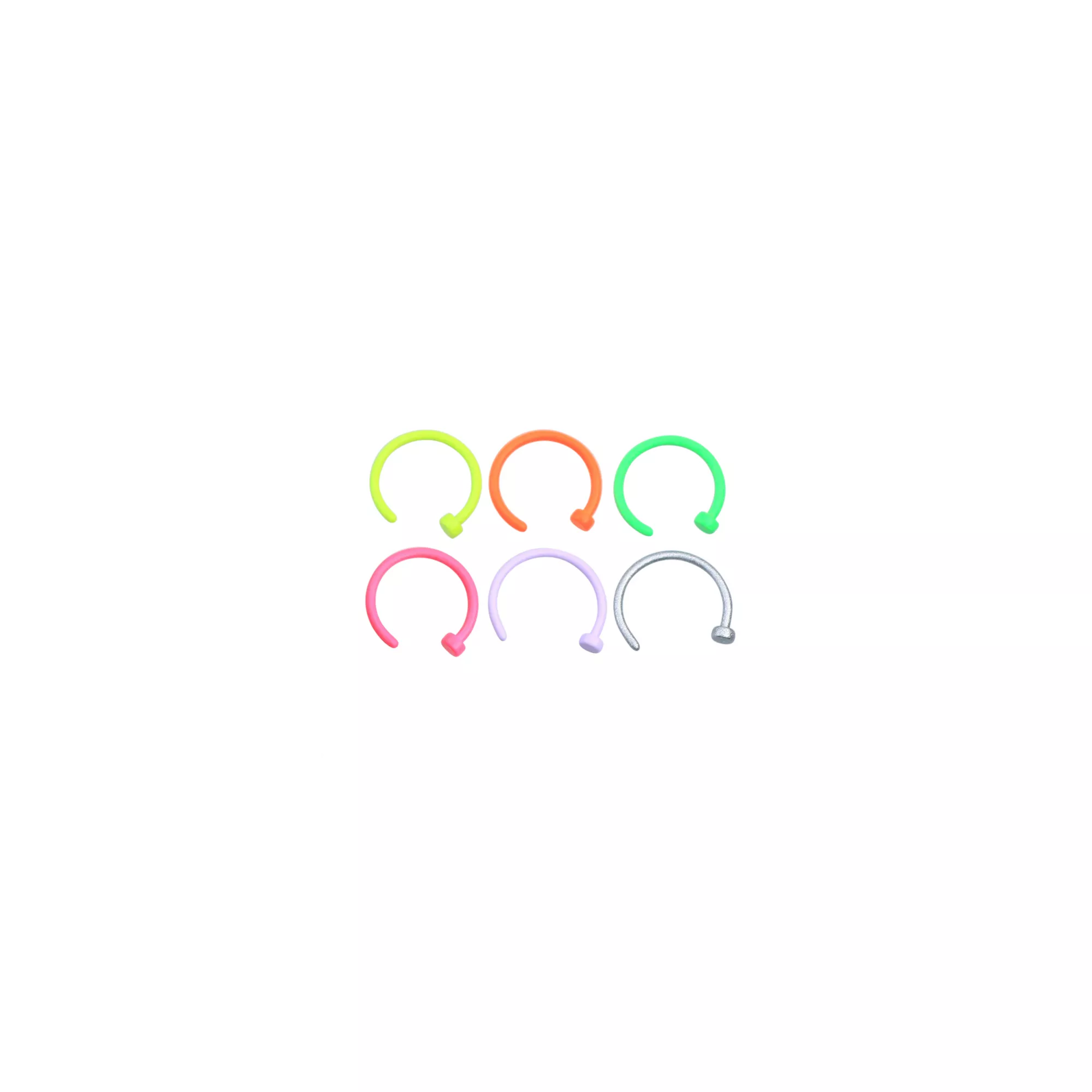 Multi-Pack Neon Hoop Nose Rings 6 Pack - 20 Gauge