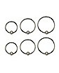 CZ Multi-Size Hoop Nose Rings 6 Pack - 20 Gauge