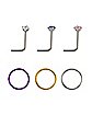 Multi-Pack CZ L Bend and Hoop Nose Rings 6 Pack - 20 Gauge