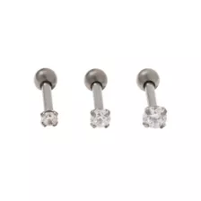 Multi-Pack CZ Titanium Cartilage Earrings 3 Pack – 16 Gauge at Spencer's