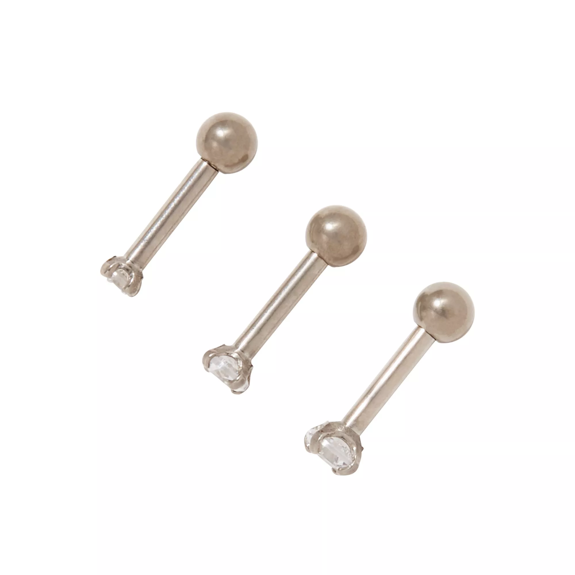Multi-Pack Prong CZ Titanium Cartilage Earrings - 3 Pack at Spencer's