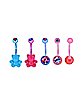 Multi-Pack Pink and Blue CZ Gummy Bear Belly Rings 5 Pack – 14 Gauge
