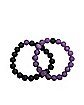 Black and Purple Long Distance Beaded Bracelets – 2 Pack