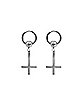 Inverted Cross Huggie Dangle Earrings – 18 Gauge