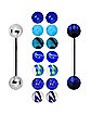 Multi-Pack CZ Barbells with Extra Beads 2 Pack - 14 Gauge