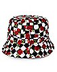 Checkered Rose Bucket Hat