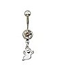 CZ Ghost Dangle Belly Ring – 14 Gauge
