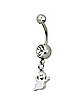 CZ Ghost Dangle Belly Ring – 14 Gauge