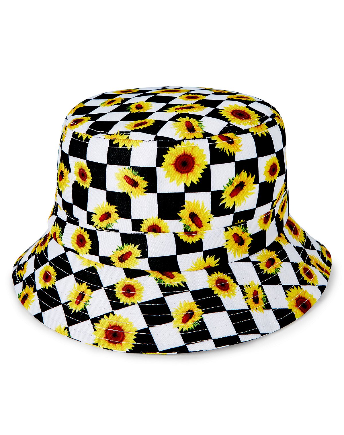 Checkered Sunflower Bucket Hat