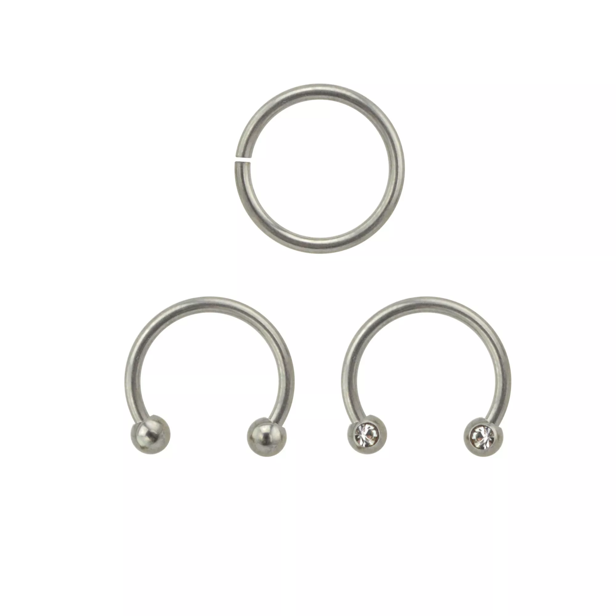 Multi-Pack Titanium Hoop and Horseshoe Rings 3 Pack - 16 Gauge at Spencer's