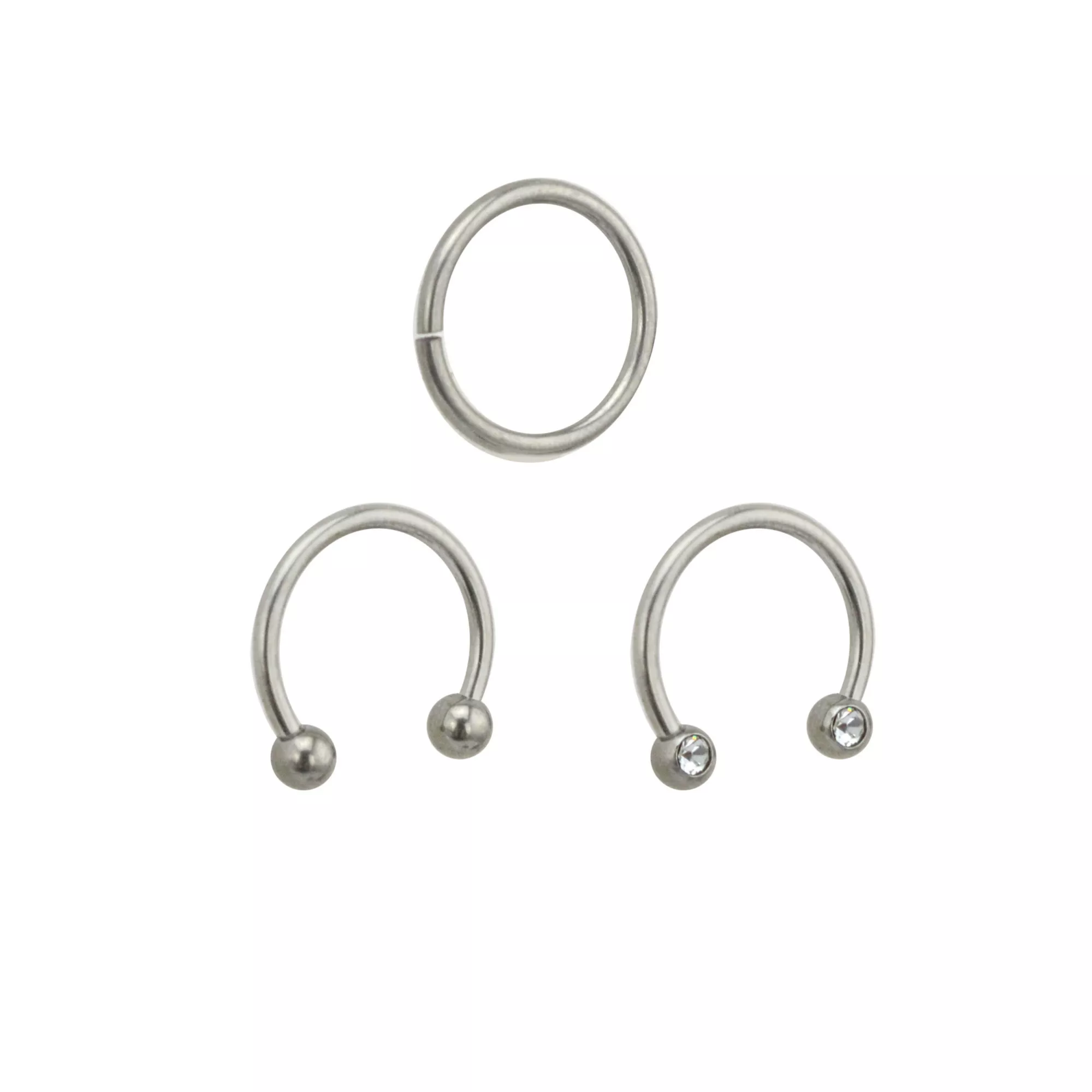 Multi-Pack Titanium Hoop and Horseshoe Rings 3 Pack - 16 Gauge at Spencer's