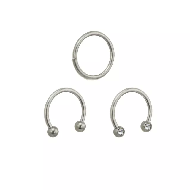 Multi-Pack Titanium Hoop and Horseshoe Rings 3 Pack - 16 Gauge at Spencer's