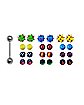 Multi-Colored Spiky Ball Barbell – 14 Gauge