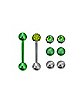 Multi-Pack CZ Green Barbells with Extra Beads 2 Pack – 14 Gauge