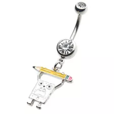 DoodleBob CZ Dangle Belly Ring 14 Gauge - SpongeBob SquarePants at Spencer's