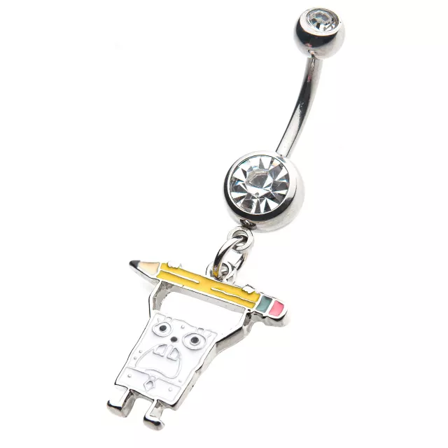 DoodleBob CZ Dangle Belly Ring 14 Gauge - SpongeBob SquarePants