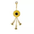 CZ Goldtone Flower Bee Dangle Belly Ring - 14 Gauge at Spencer's