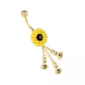 CZ Goldtone Flower Bee Dangle Belly Ring - 14 Gauge at Spencer's