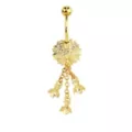 CZ Goldtone Flower Bee Dangle Belly Ring - 14 Gauge at Spencer's