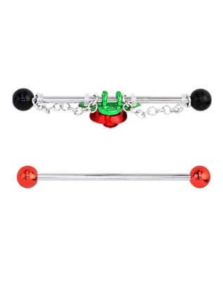Multi-Pack Red and Black Rose Industrial Barbells 2 Pack – 14 Gauge