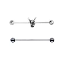 Rock On Skeleton Hand Industrial Barbells 2 Pack - 14 Gauge at Spencer's