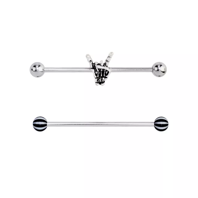 Rock On Skeleton Hand Industrial Barbells 2 Pack - 14 Gauge at Spencer's
