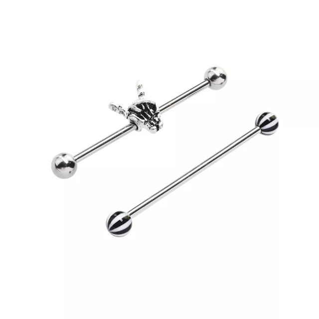 Rock On Skeleton Hand Industrial Barbells 2 Pack - 14 Gauge at Spencer's