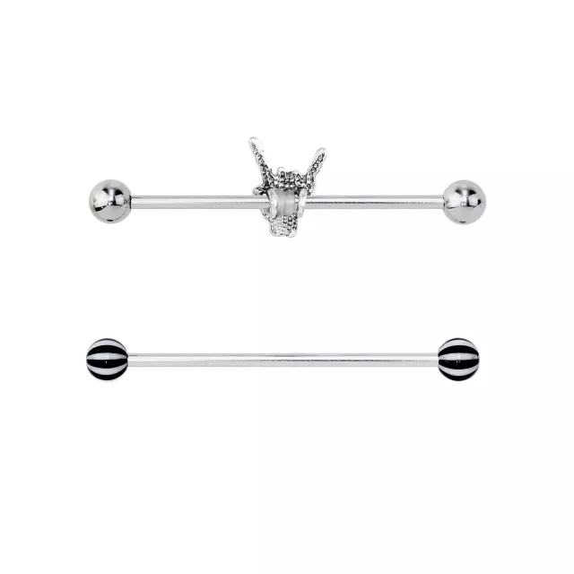 Rock On Skeleton Hand Industrial Barbells 2 Pack - 14 Gauge at Spencer's