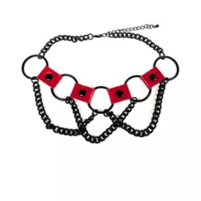 Red and Black Chain Choker Necklace at Spencer's