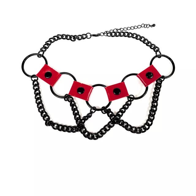 Red and Black Chain Choker Necklace Spencer s