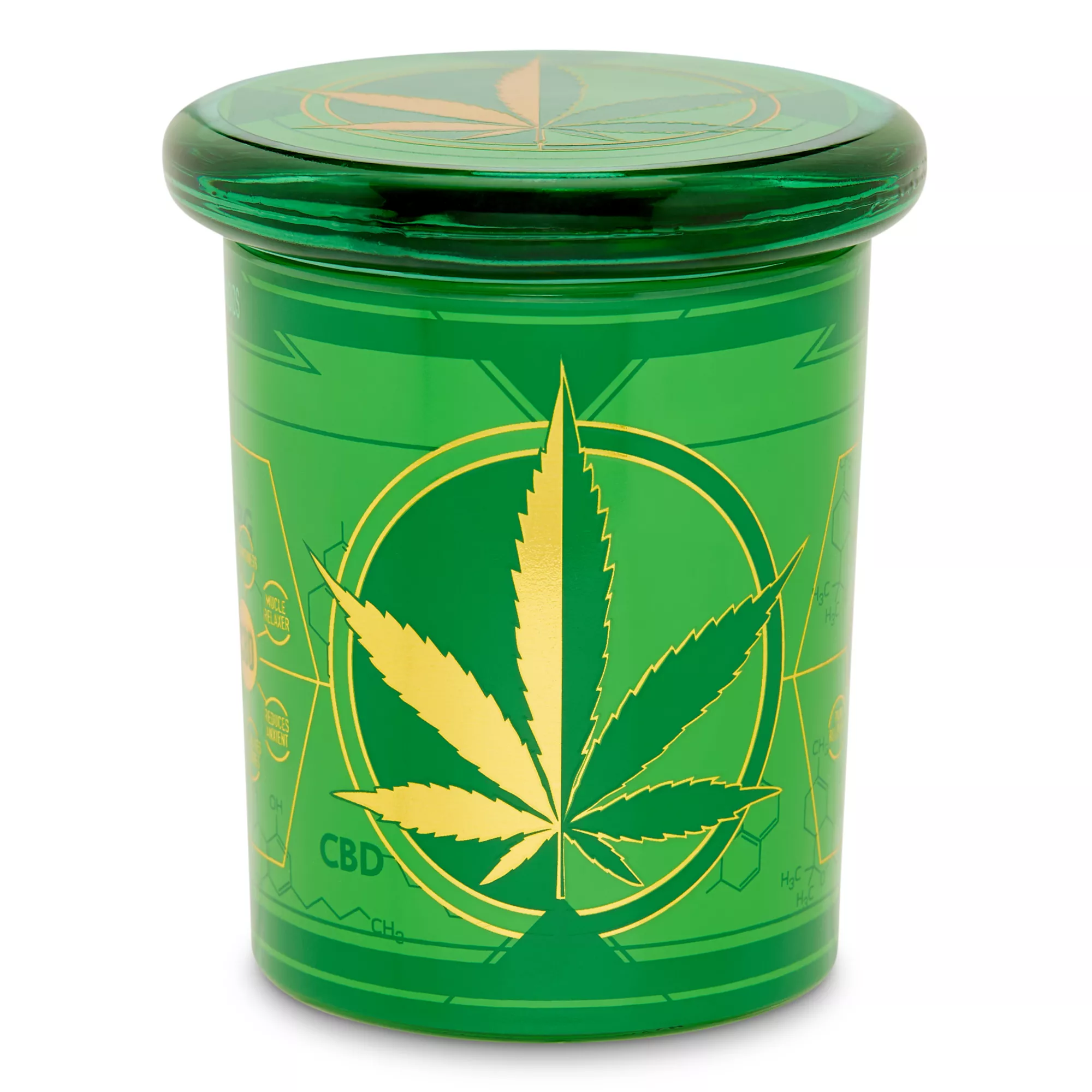 Green Metallic Pot Leaf Stash Jar - 7.5 oz. at Spencer's