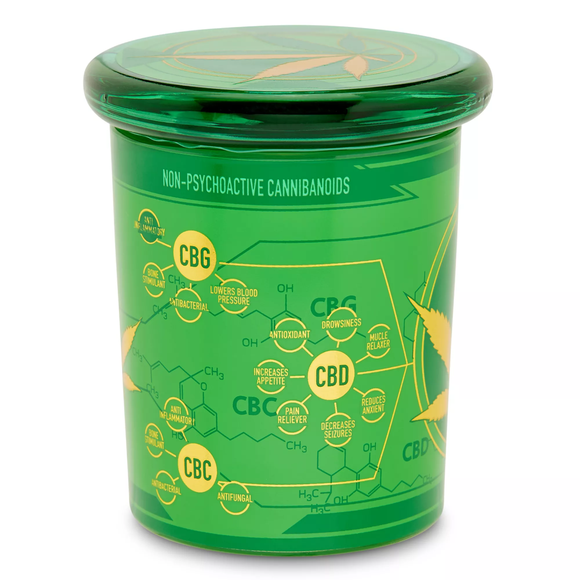 Green Metallic Pot Leaf Stash Jar - 7.5 oz.