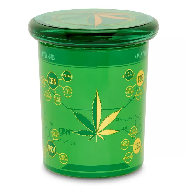 Green Metallic Pot Leaf Stash Jar - 7.5 oz. at Spencer's