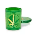 Green Metallic Pot Leaf Stash Jar - 7.5 oz. at Spencer's