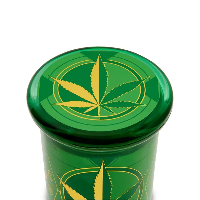 Green Metallic Pot Leaf Stash Jar - 7.5 oz. at Spencer's