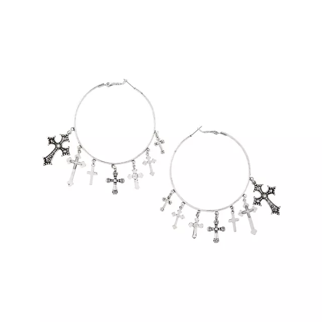 Crosses Dangle Hoop Earrings
