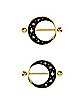 Black Crescent Moon Nipple Shields - 14 Gauge