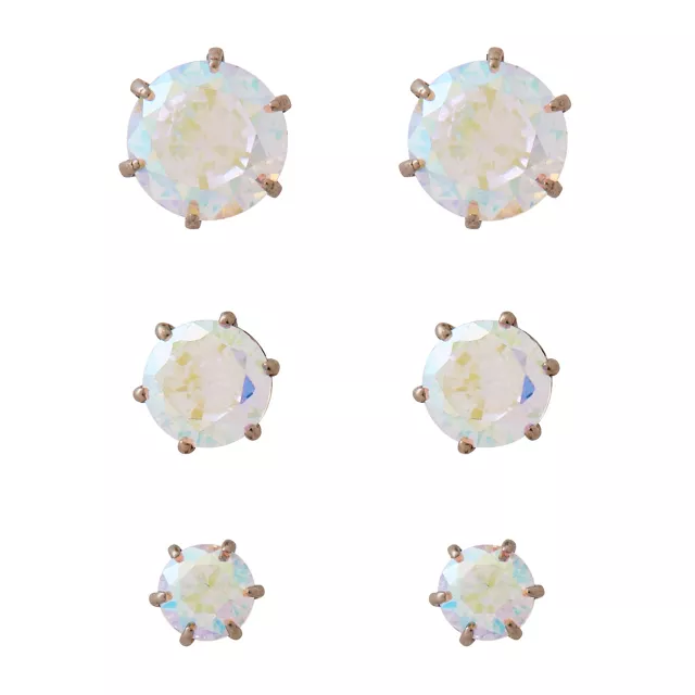 Round CZ Titanium Stud Earrings 3 Pair - 20 Gauge at Spencer's